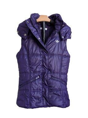 ADIDAS ORIGINALS Purple Hooded Puffer Vest | Small